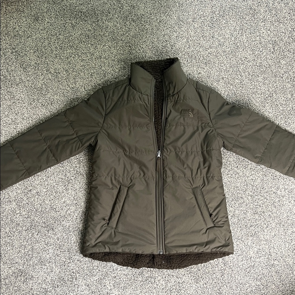 North Face Reversible Olive Green Puffer Jacket